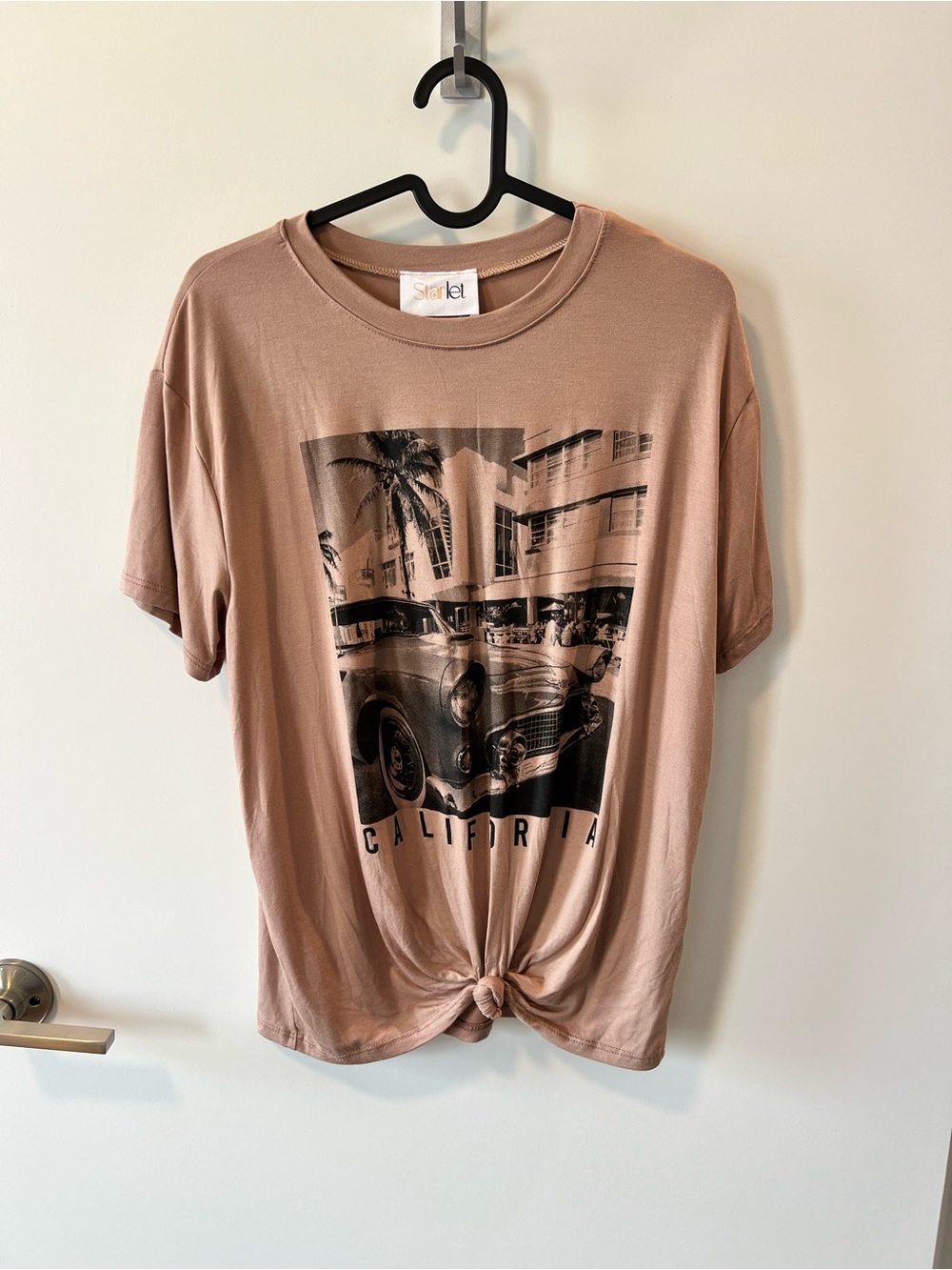 California Graphic Tie-Front Tee - Taupe